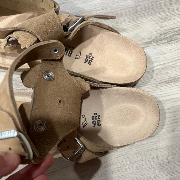 NWOB Birkenstock Gizeh High Leather Floral Flower Ankle Strap EU 36 Women’s 5 - Picture 2 of 5